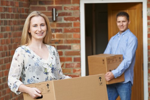 Packed moving boxes and household items ready for transport